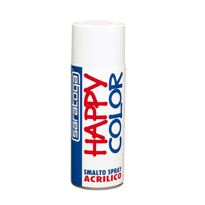 Spray acrilic vopsea culoare Alb mat, pentru lemn, metal, sticla, ceramica, ipsos, placaj, 400ml, RAL 9010, Saratoga