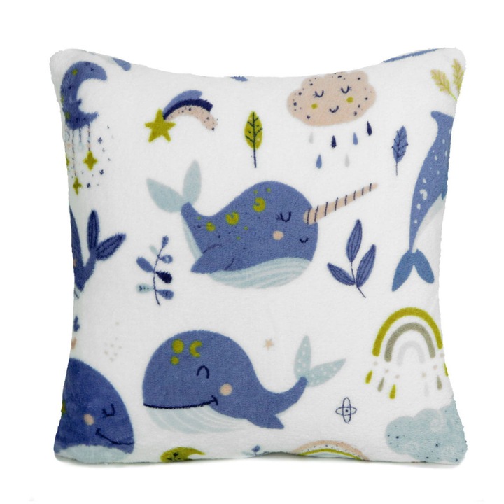 Perna decorativa balene, Poliester, 40x40 cm, Multicolor