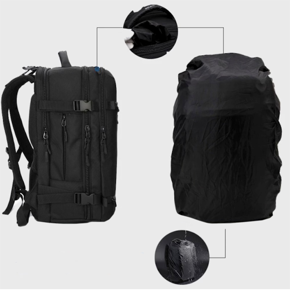Rucsac universal extensibil, laptop & port USB, calatorie, spatiu incaltaminte, impermeabil, OZUKO OZ8983SBK Negru