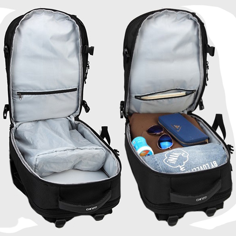 Rucsac universal extensibil, laptop & port USB, calatorie, spatiu incaltaminte, impermeabil, OZUKO OZ8983SBK Negru