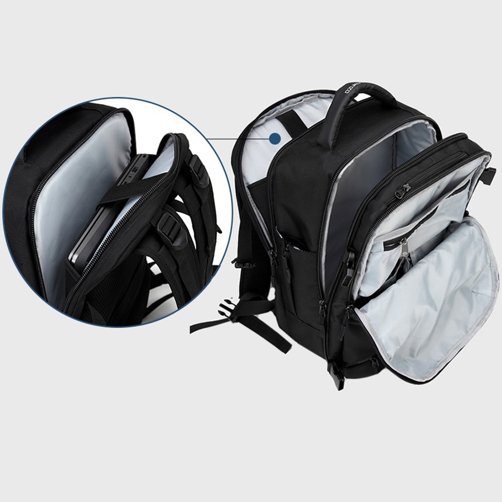 Rucsac universal extensibil, laptop & port USB, calatorie, spatiu incaltaminte, impermeabil, OZUKO OZ8983SBK Negru