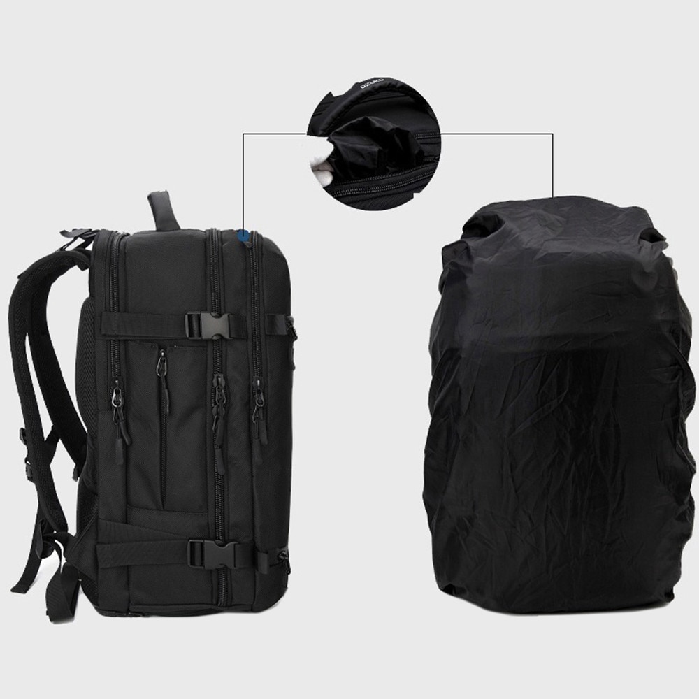 Rucsac universal extensibil, laptop & port USB, calatorie, spatiu incaltaminte, impermeabil, OZUKO OZ8983SBK Negru