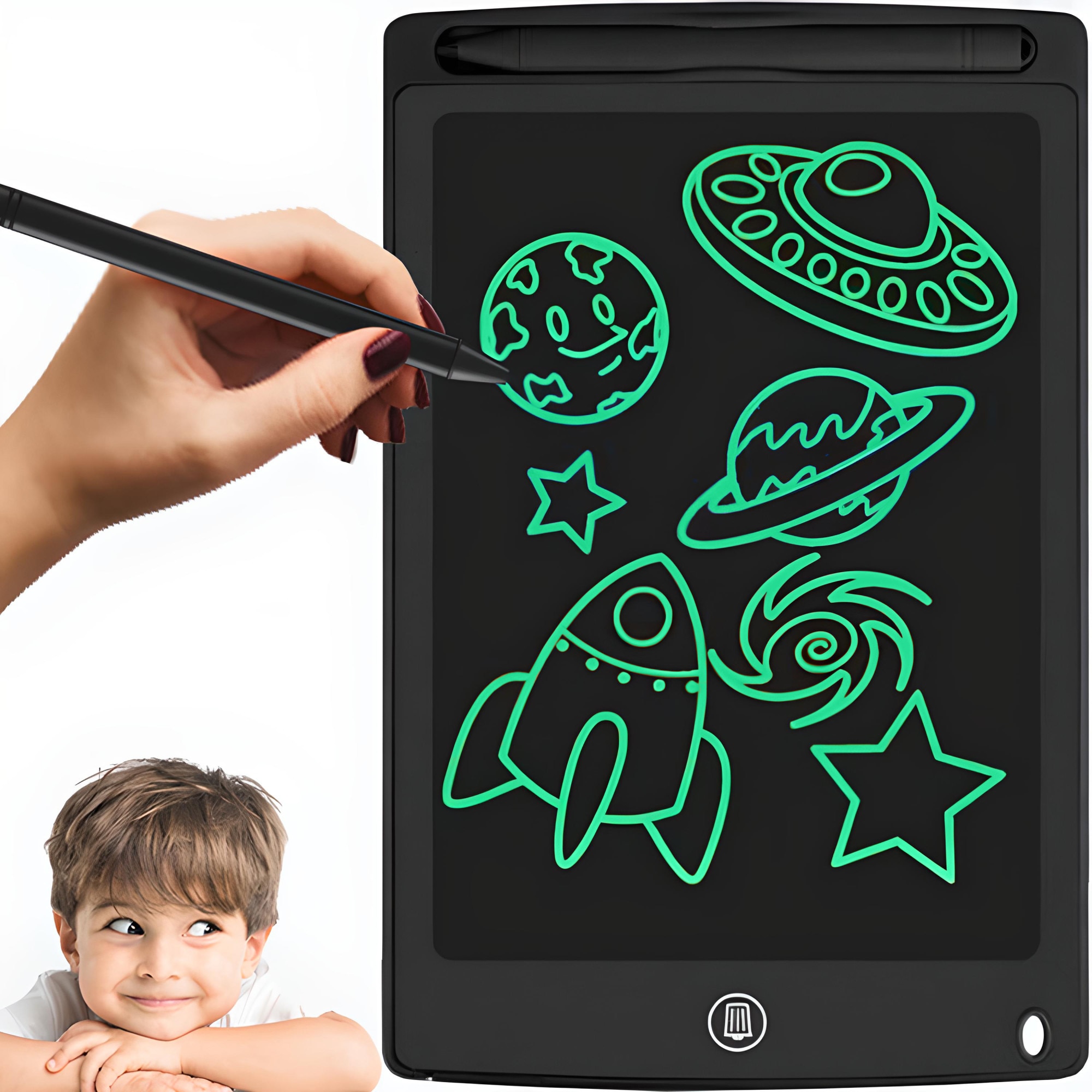 LCD дигитален таблет за писане и рисуване, детски, 8,5 инча, Черен ...