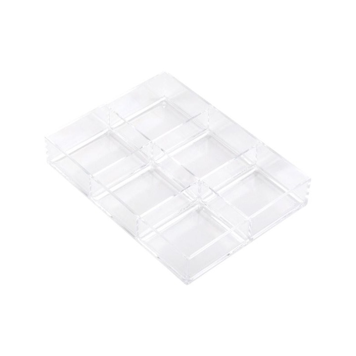 Органайзер за бижута, 6 отделения, Пластмаса, 15x11x25 см, Прозрачен