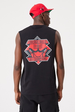 New Era, Памучен топ с шарка на Chicago Bulls, Черен