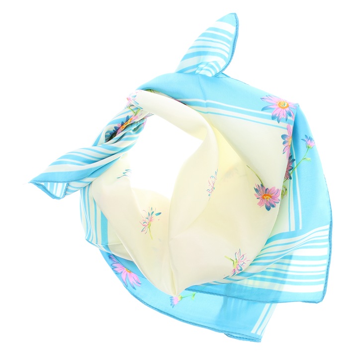 Batic dama, Buticcochet, dimensiune 60x60 cm, 60% poliester 40% matase, imprimeu floral, Albastru - ES1862