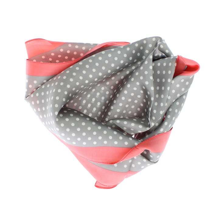 Batic dama, Buticcochet, dimensiune 60x60 cm, 60% poliester 40% matase, cu buline mici, Gri - ES1896