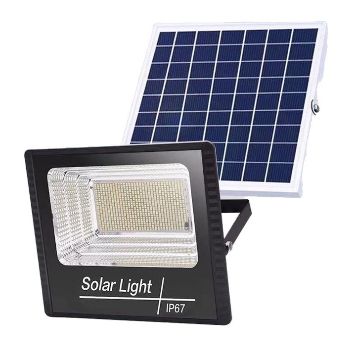 Lampa solara stradala, Flippy, 240 LED, 100 W, cu panou solar, brat de montare inclus