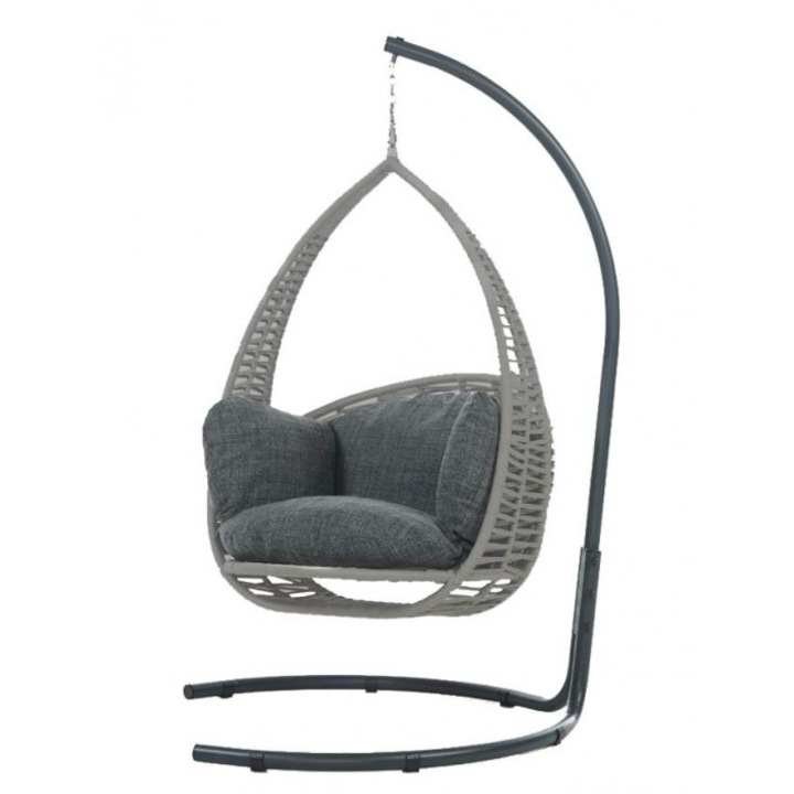Scaun suspendat pentru gradina RAKI BALI 115xh205cm gri, cadru metalic, tesatura rezistenta