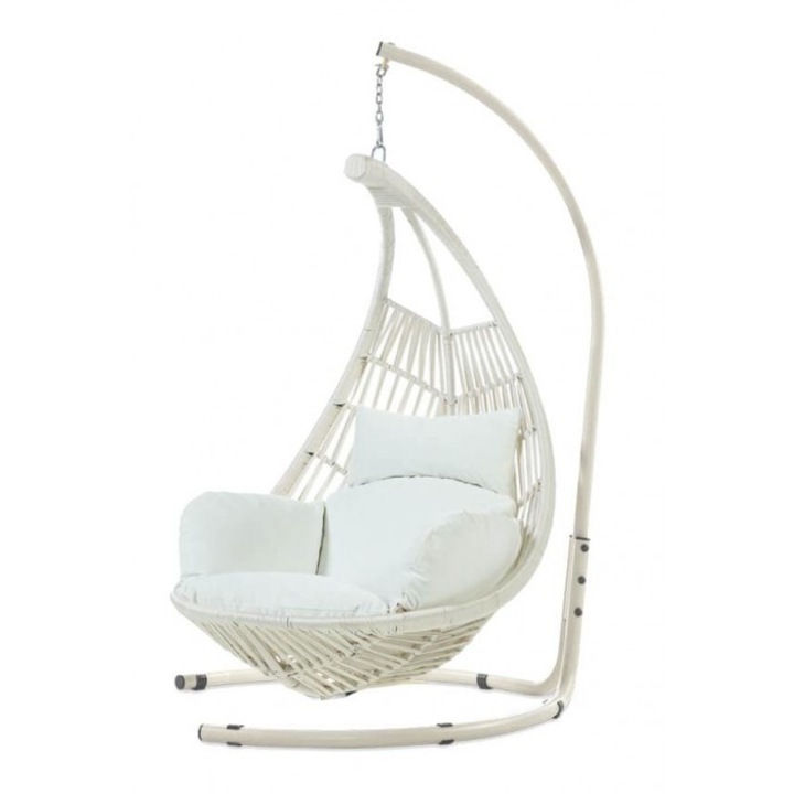 Scaun suspendat pentru gradina RAKI SIENA 100xh205cm cappuccino, cadru metalic, tesatura rezistenta