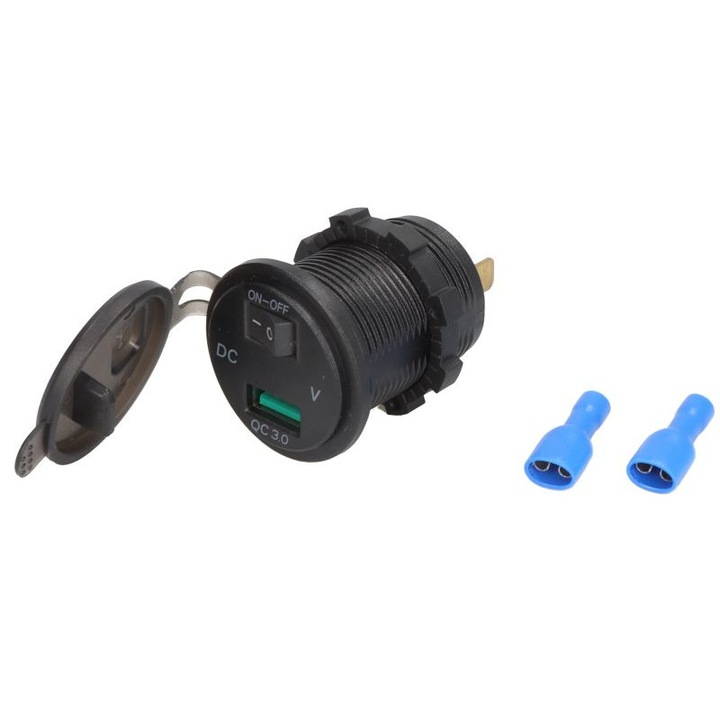 Adaptor bricheta USB DC 12-24V, DC 5V/3.6A (motocicleta, cu comutator)