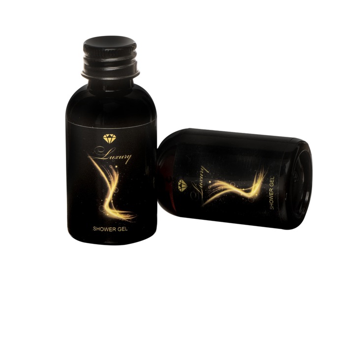 100 darabos luxus szállodai tusfürdő készlet, műanyag flakon, fém kupak, 30 ml, RDI