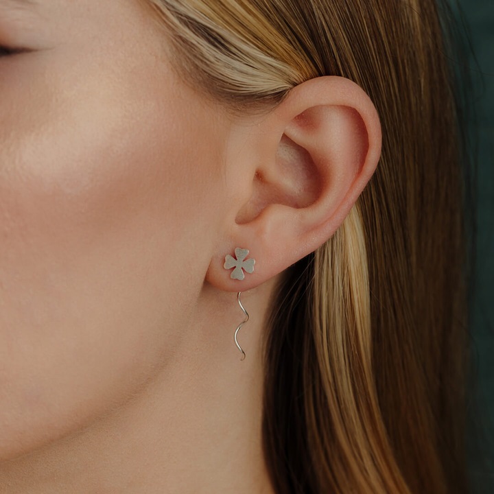 925 ezüst négylevelű lóhere csüngő fülbevaló