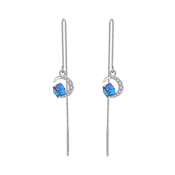 925 сребърни луксозни обеци с талисман във формата на луна