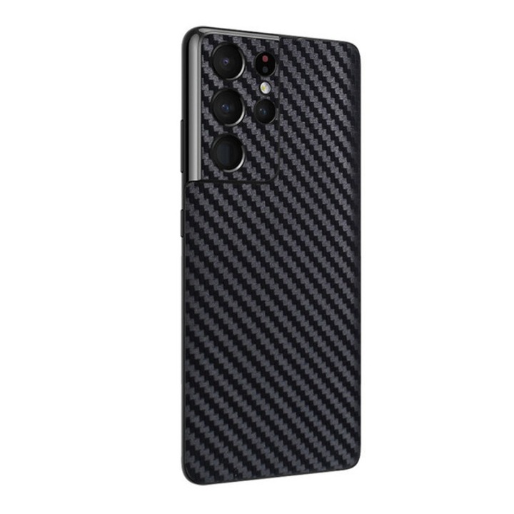 Folie autocolanta Skin, pentru Samsung Galaxy Note 9, carbon negru, protectie spate