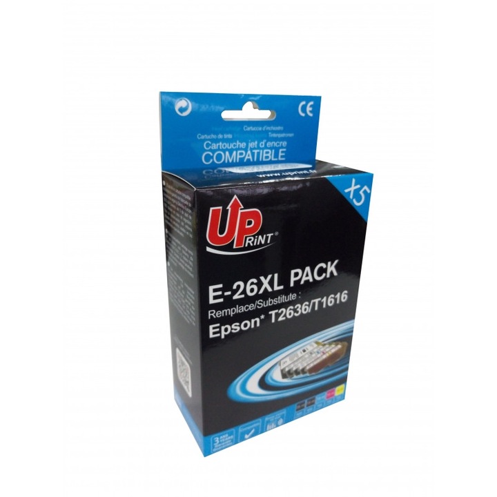 UPRINT EJ26XLUPP5 színes/fekete tintapatron szett, 1x 25 ml + 4x 15 ml, kompatibilis T26XL