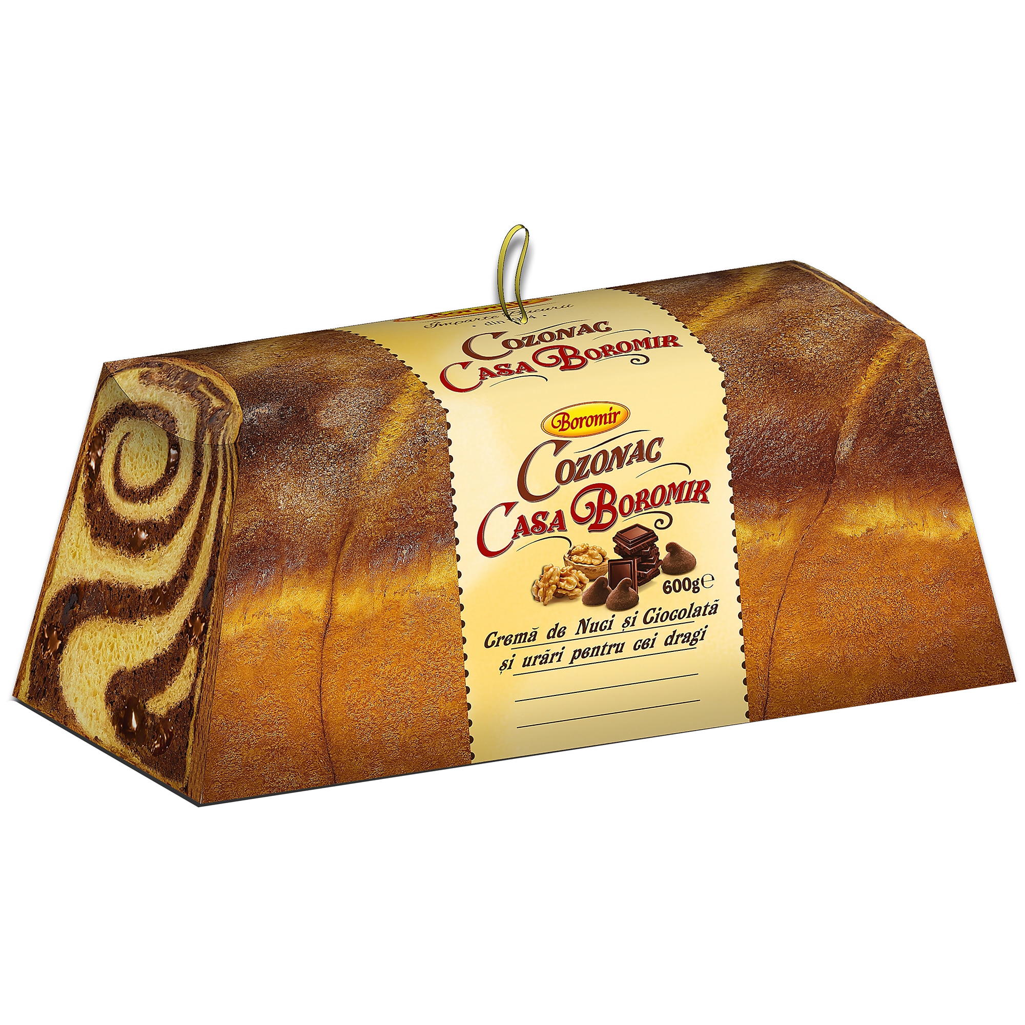 Cozonac Casa Boromir Crema de Nuci si Ciocolata, 600g