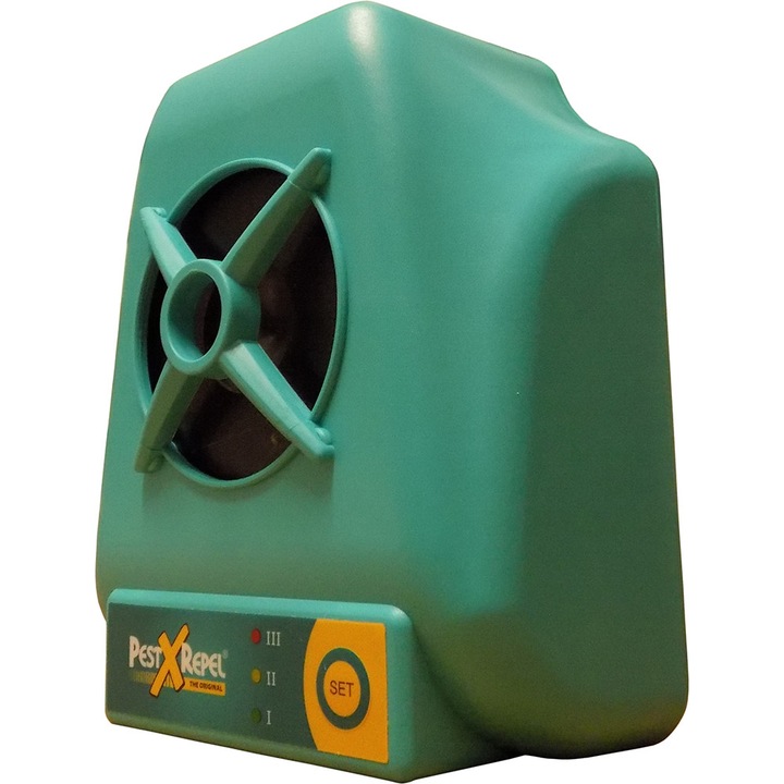 Aparat cu ultrasunete anti rozatoare, soareci, sobolani, jderi, dihori, vulpi, nevastuici, lilieci, caini, pisici si insecte zburatoare, PR-220.6, 360 mp