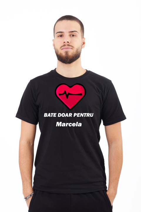 Tricou pentru barbati Valentines Day, Bate doar pentru - Marcela, Bumbac, Negru, S