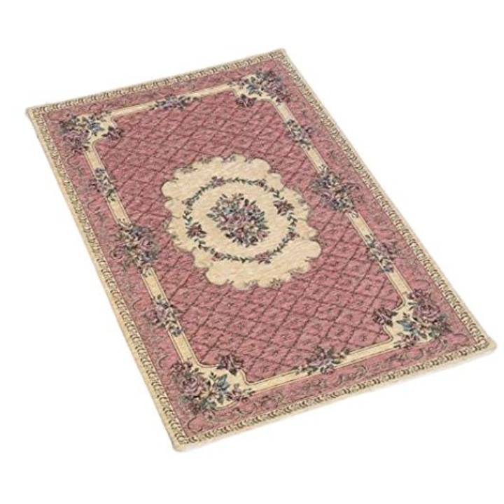 Covor antiderapant din velur Bouquet By Suardi, Co.Ingros.Tex, Bumbac/Poliester/Acril, 140x195 cm, Roz pal