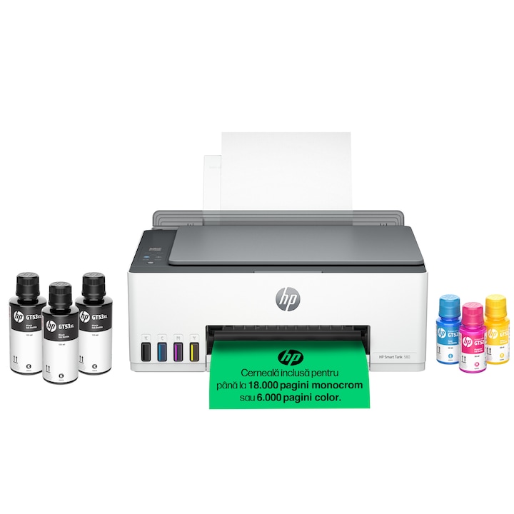 Multifunctional inkjet color CISS HP Smart Tank 580 All-in-One, USB, Wireless, Apple AirPrint, A4, 18.000 de pagini alb-negru sau 6.000 de pagini color