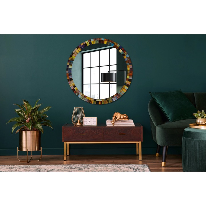 Fali tükör, Wallfluent, Rays, Kerek, Többszínű, Ø90 cm, 010090550120300072659