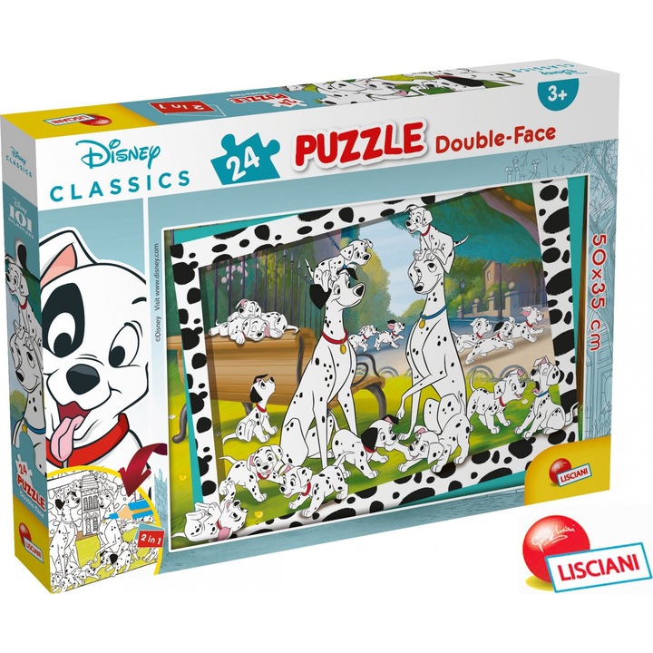 Disney 101 kiskutya 2 az 1-ben 24db-os puzzle és színező 50x35cm - Lisciani (452636)