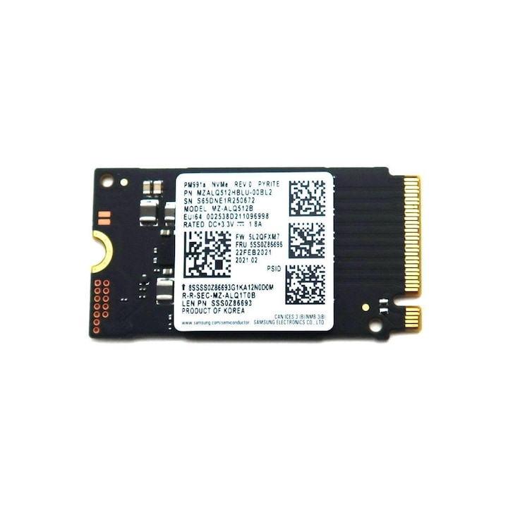 SSD Samsung PM991a, 512GB, format 2242, 42mm, PCIe Gen3 x4, bulk