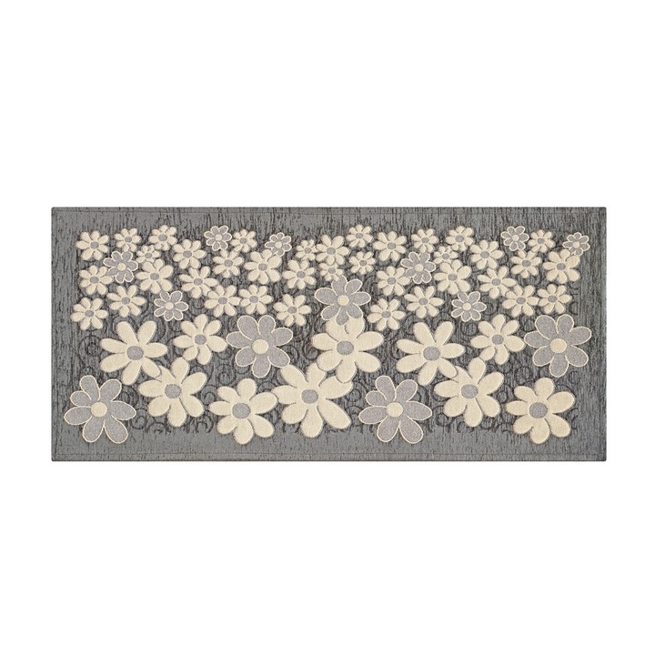 Covor bucatarie, Co.Ingros.Tex, Antiderapant, Bumbac/poliester, 55 x 80 cm, Gri