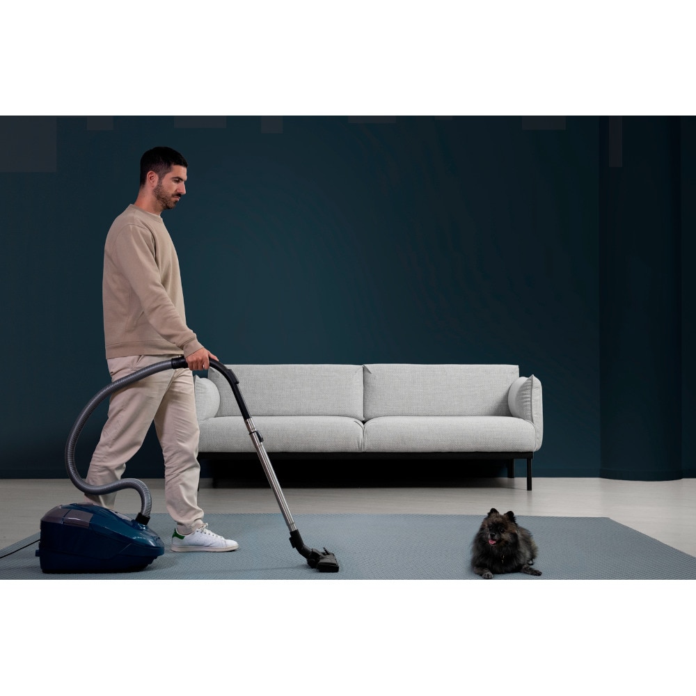 Aspirator cu sac Rowenta Power XXL Parquet Kit RO3126EA, 4.5 L, 900 W, sac Hygiene+, perie pentru parchet, tub telescopic din metal, albastru & negru