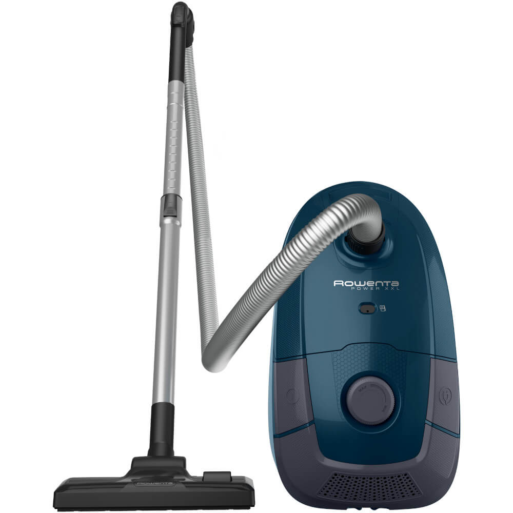 Aspirator cu sac Rowenta Power XXL Parquet Kit RO3126EA, 4.5 L, 900 W, sac Hygiene+, perie pentru parchet, tub telescopic din metal, albastru & negru