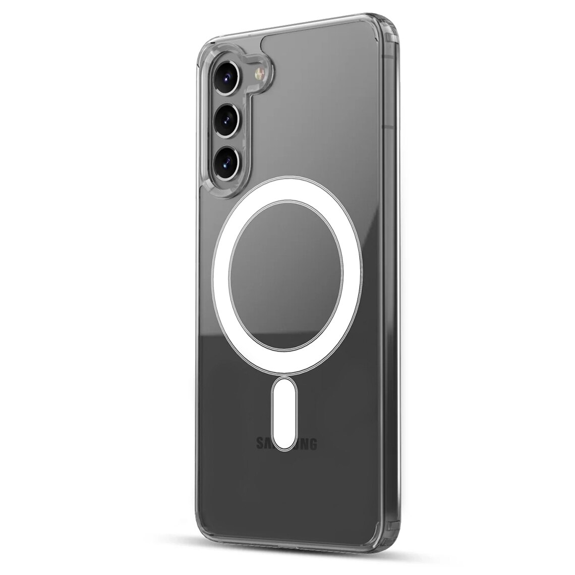 Husa pentru Samsung Galaxy S23 Plus, Antisoc, cu suport incarcare wireless, spate din acril si margini siliconice cu colturi AntiDrop, UltraClear