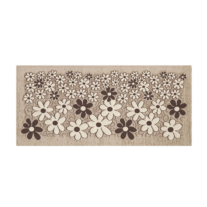 Covor bucatarie, Co.Ingros.Tex, Antiderapant, Bumbac/poliester, 55 x 240 cm, Maro taupe