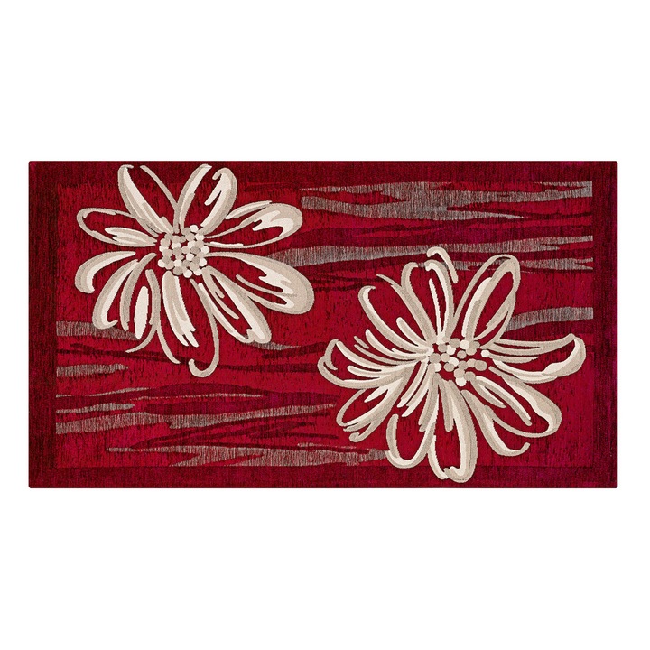 Set 2 covoare antiderapante Amethyst Suardi, Co.Ingros.Tex, Bumbac/Poliester/Acril, 65x110 cm, Rosu