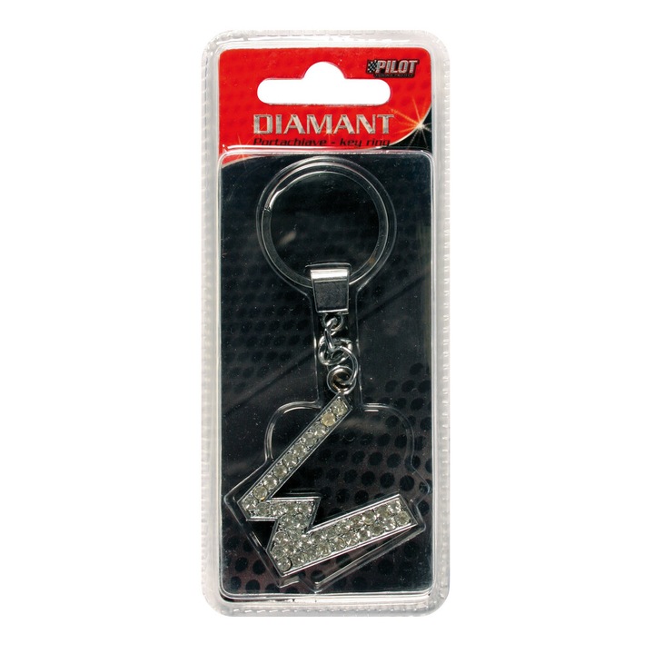 Lampa krómozott kulcstartó kristály gyémánttal, W betű