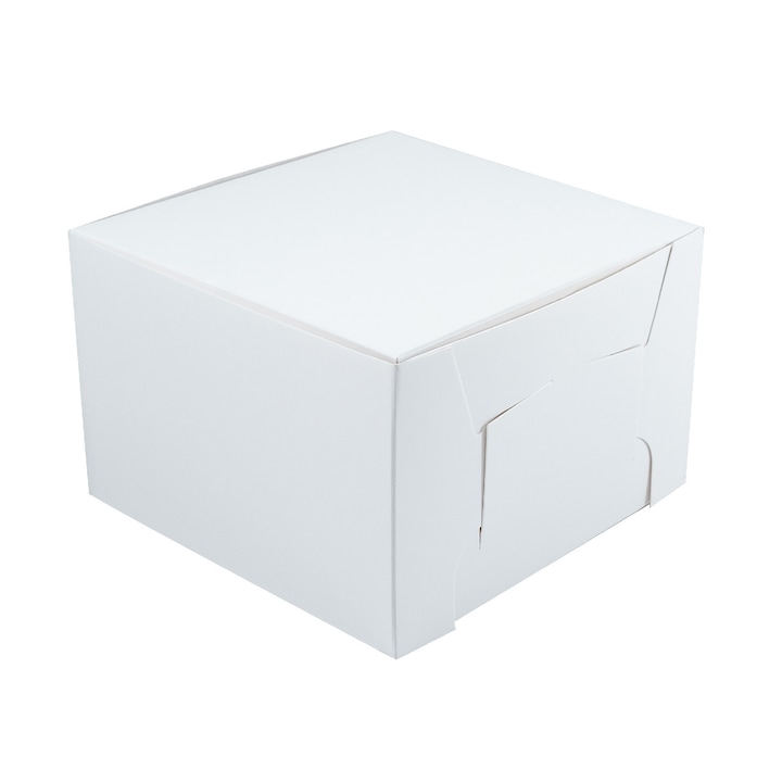 Кутия за торта Veiras, Дебелина 500 микрона, Бяла, 20x20x12.5 cm