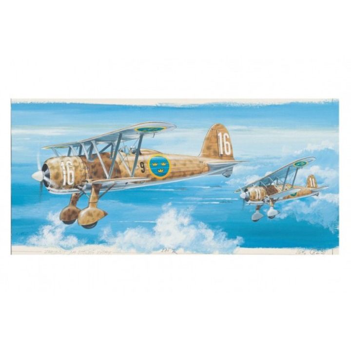 Model Fiat CR 42 FALCO, Puzzle, 20,9x24,1 cm in cutie 31x13,5x3,5 cm