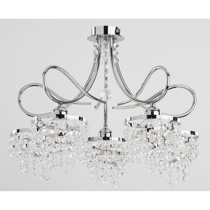 Модерен полилей, Alfa, 5 източника, 5 x E14, Метал, Сребро