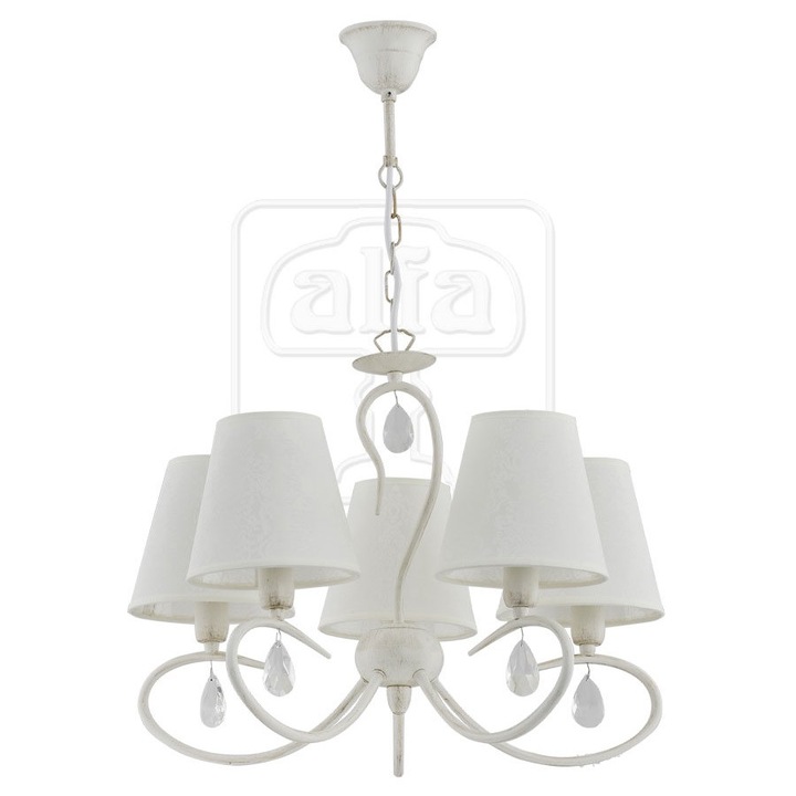 Модерен полилей, Alfa, 5 източника, 5 x E14, Метал, Бял