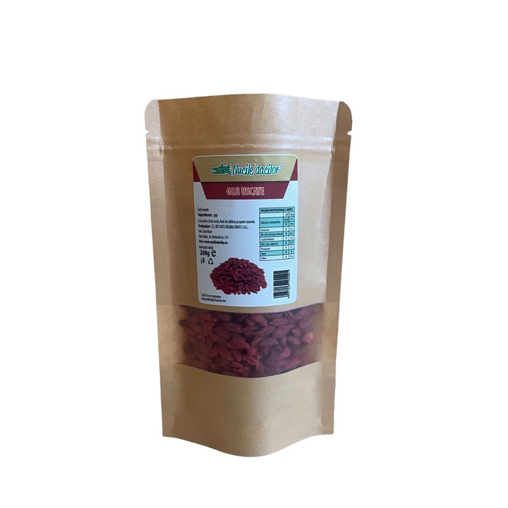 Goji uscate 200g – aliment energizant si antioxidant natural – ambalaj SmartZip resigilabil