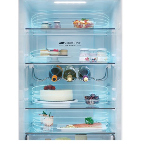 Combina frigorifica Haier HDW3620DNPD, 377 l, No Frost, Display, Raft vinuri, Conectivitate Wi-Fi, Clasa D, H 200 cm, Dark inox