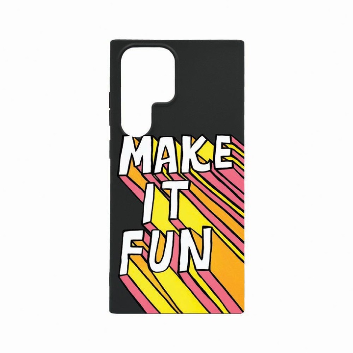Husa BestCase®, Compatibila Cu Samsung Galaxy S23 Ultra, Make It Fun, Rezistenta la uzura, Black Silicon Series, B 494