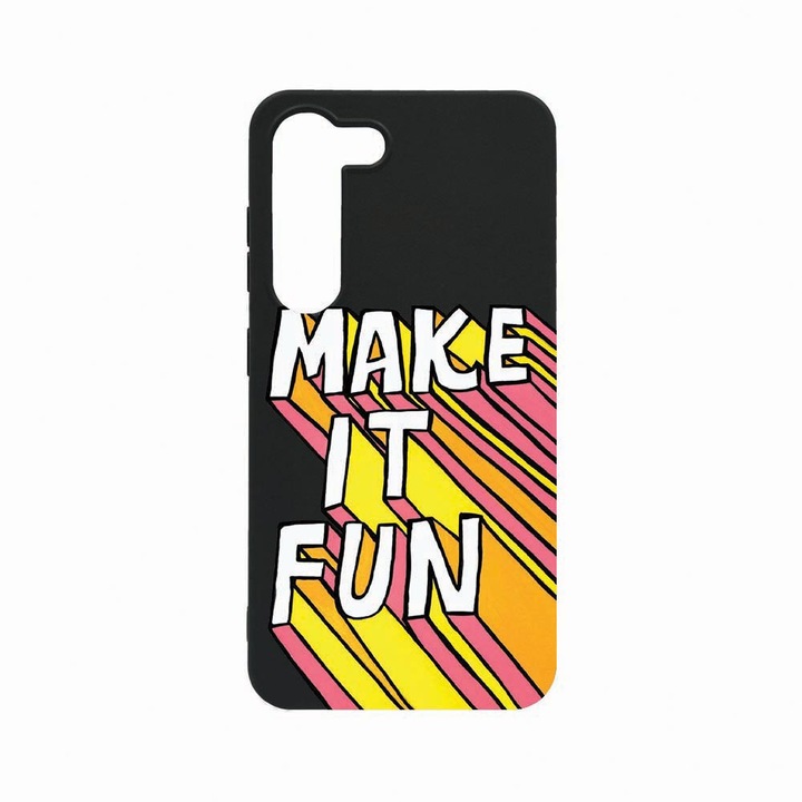 Husa BestCase®, Compatibila Cu Samsung Galaxy S23, Make It Fun, Rezistenta la uzura, Black Silicon Series, B 494