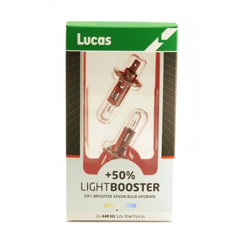 Set 2 becuri auto far H1 12V 55W P14,5S Lucas LightBooster+50% Set 2 becuri auto far H1 12V 55W P14,5S Lucas LightBooster+50%