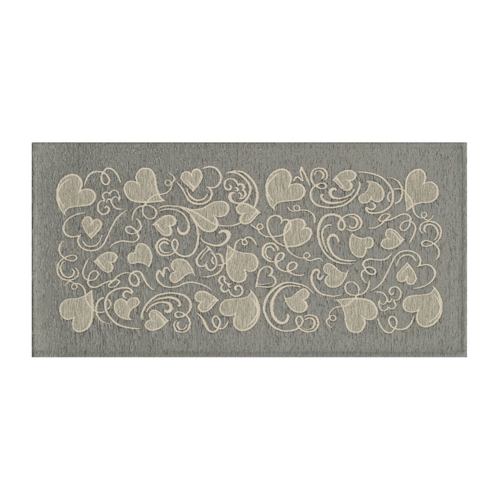 Covor antiderapant Amour Suardi, Co.Ingros.Tex, Bumbac/Poliester/Acril, 55x240 cm, Gri