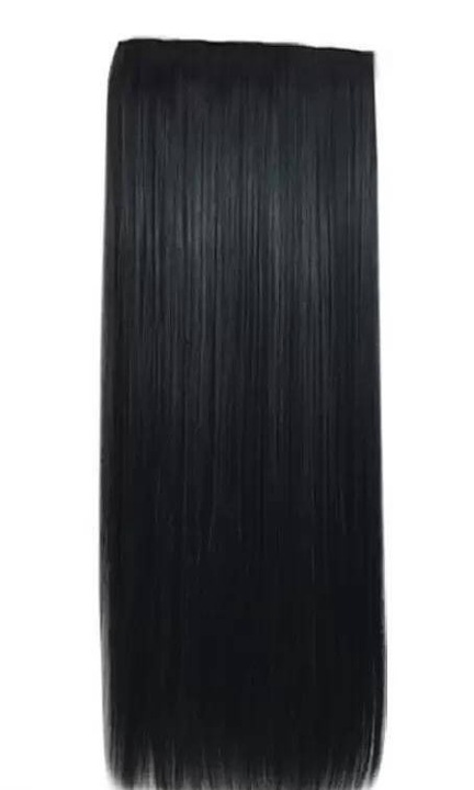 Piesa de peruca neagra, par sintetic, par invizibil design anti-alunecare, conexiune perfecta cu parul natural, peruca neagra lunga dreapta 60 cm, neagra