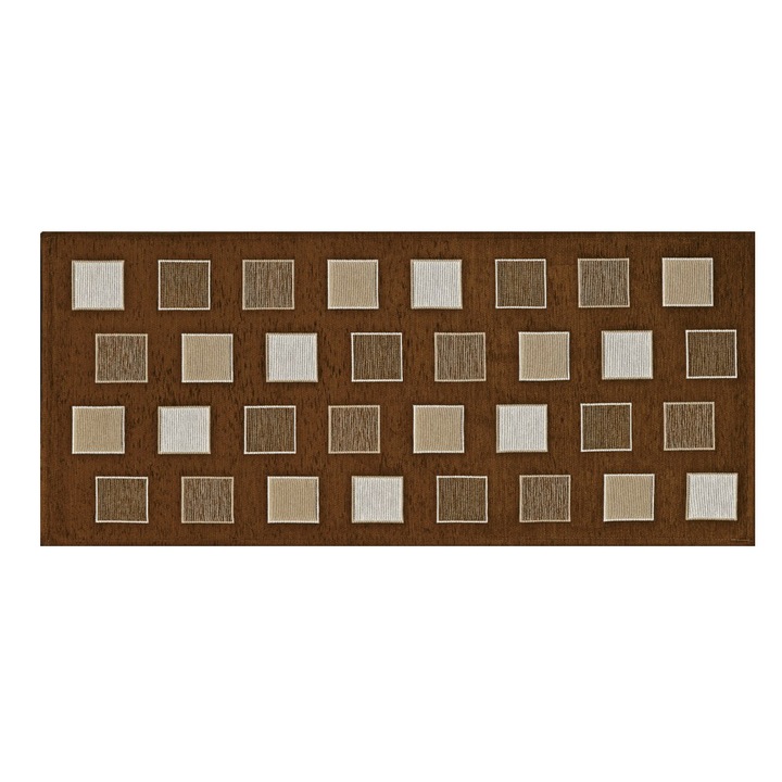 Covor antiderapant Square Suardi, Co.Ingros.Tex, Bumbac/Poliester/Acril, 55x140 cm, Maro
