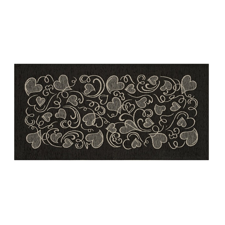 Covor antiderapant Amour Suardi, Co.Ingros.Tex, Bumbac/Poliester/Acril, 55x80 cm, Negru