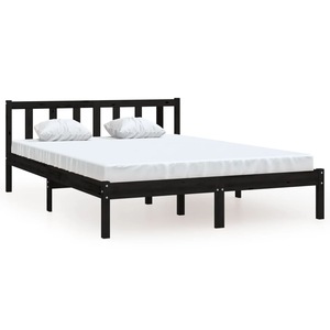 Cadru de pat vidaXL, negru, 120x200 cm, lemn masiv de pin, 18.1 kg