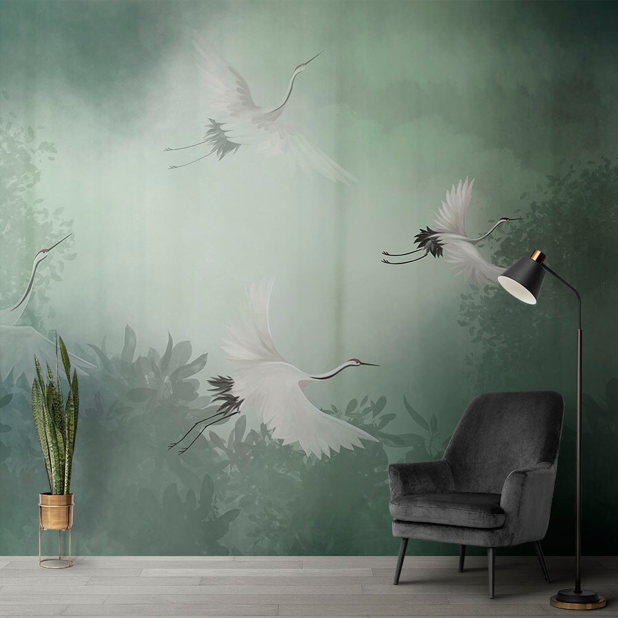 3D Crowned Crane 016 Desk Mat